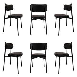 Cadeira Fixa com 4 Pés 50 X 44,7 X 83,8 Cm com 6 Unidades Alloa Preto/Preto Epoxi