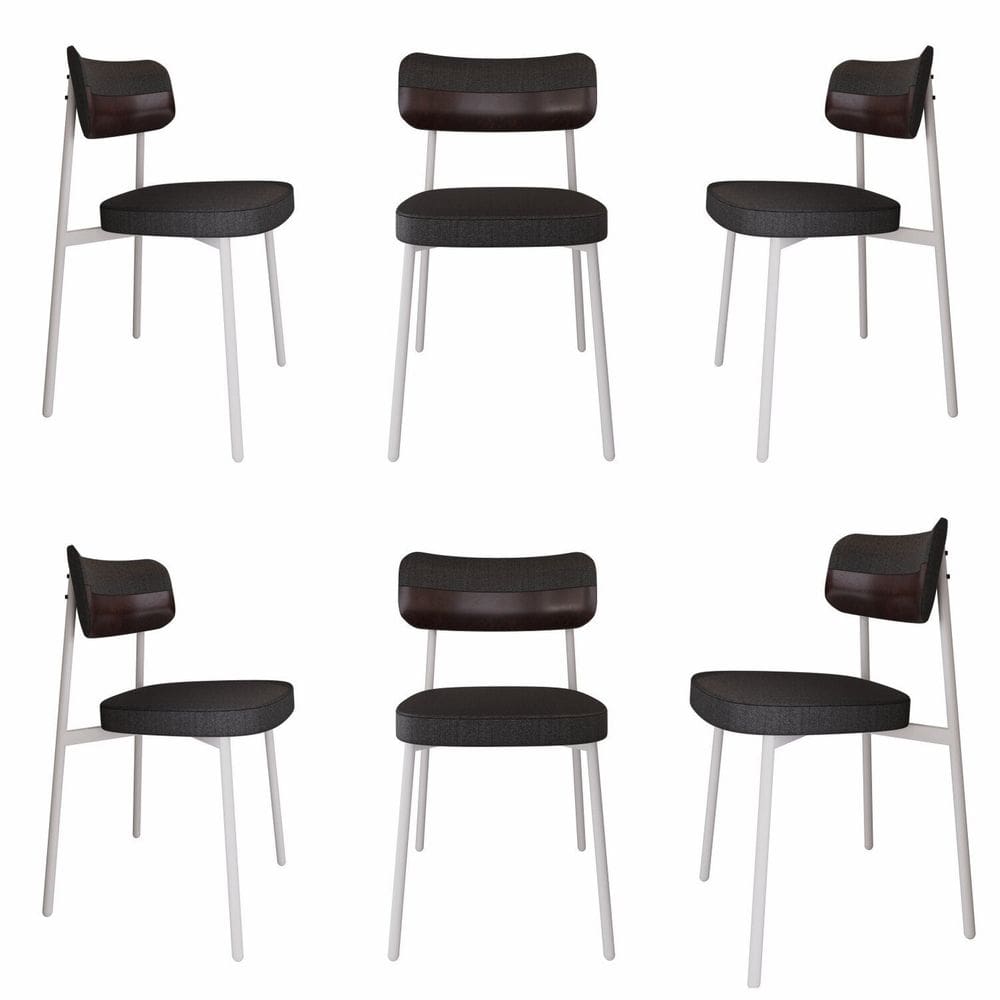 Cadeira Alloa Fixa com 4 Pés 50 X 44,7 X 83,8 Cm com 6 Unidades Preto/Café/Branco Epoxi