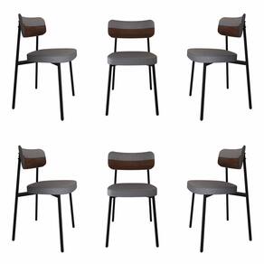 Cadeira Fixa com 4 Pés 50 X 44,7 X 83,8 Cm com 6 Unidades Alloa Corriente Cinza/Whisky/Preto