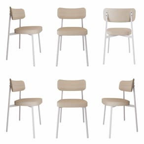 Cadeira Alloa Fixa com 4 Pés 50 X 44,7 X 83,8 Cm com 6 Unidades Areia/Branco Epoxi