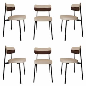 Cadeira Fixa com 4 Pés 50 X 44,7 X 83,8 Cm com 6 Unidades Alloa Areia/Whisky/Preto Epoxi