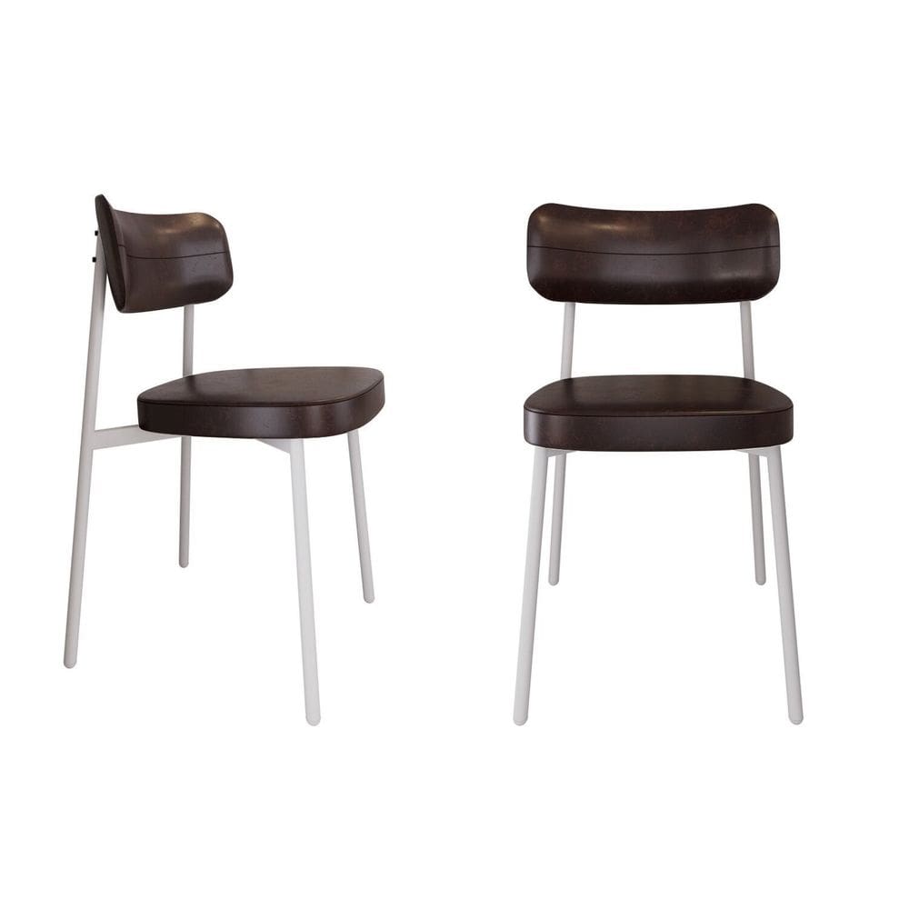 Cadeira Alloa Fixa com 4 Pés 50 X 44,7 X 83,8 Cm com 2 Unidade Café/Branco Epoxi