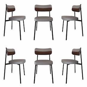 Cadeira Fixa com 4 Pés 50 X 44,7 X 83,8 Cm com 6 Unidades Alloa Corriente Cinza Claro/Whisky/Preto Epoxi