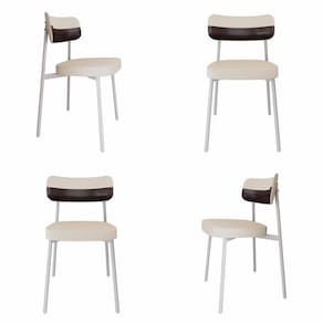 Cadeira Alloa Fixa com 4 Pés 50 X 44,7 X 83,8 Cm com 4 Unidade Palha/Café/Branco Epoxi