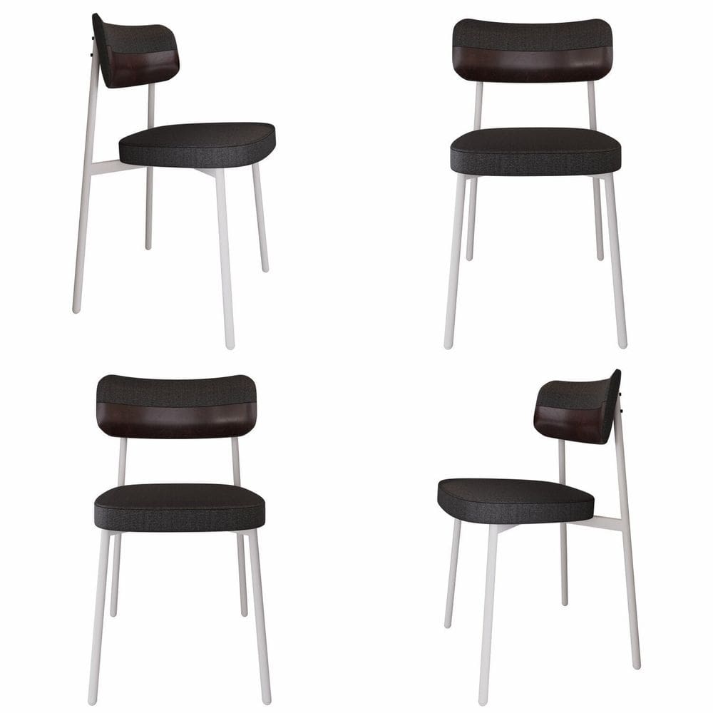 Cadeira Alloa Fixa com 4 Pés 50 X 44,7 X 83,8 Cm com 4 Unidade Preto/Café/Branco Epoxi