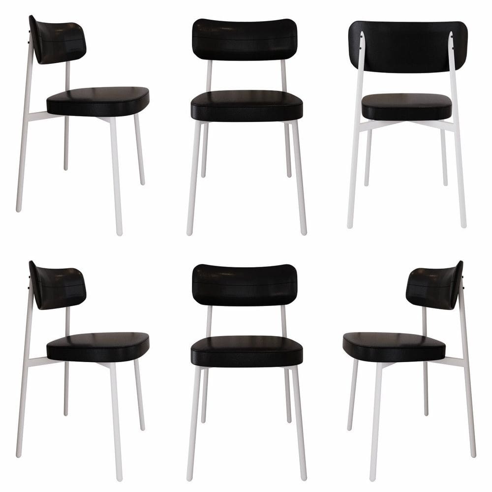 Cadeira Alloa Fixa com 4 Pés 50 X 44,7 X 83,8 Cm com 6 Unidades Preto/Branco Epoxi