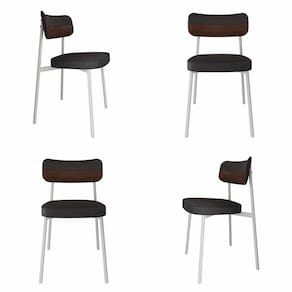 Cadeira Alloa Fixa com 4 Pés 50 X 44,7 X 83,8 Cm com 4 Unidade Preto/Whisky/Branco Epoxi