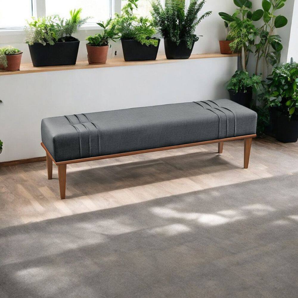 Recamier Puff Luxo Madeira Maciça Maya Cinza