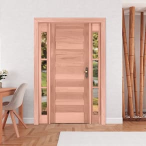 2 Kits de Porta de Madeira 2 Vitrôs Direita 213cmx136cmx12cm Pe28 Esel Natural