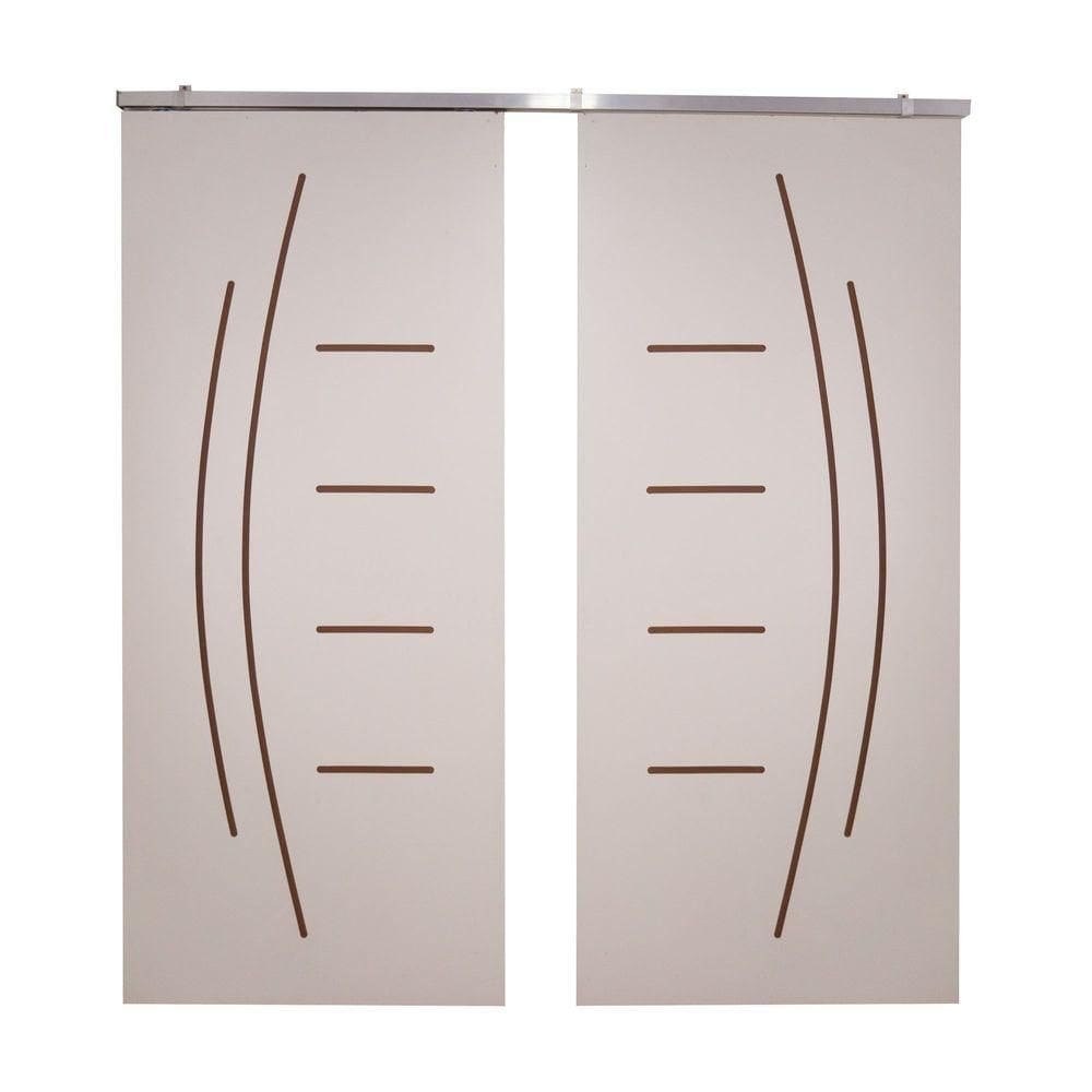 Porta Dupla Branco Prime Frisada Kit Alumínio F08 - Smile - 210x120