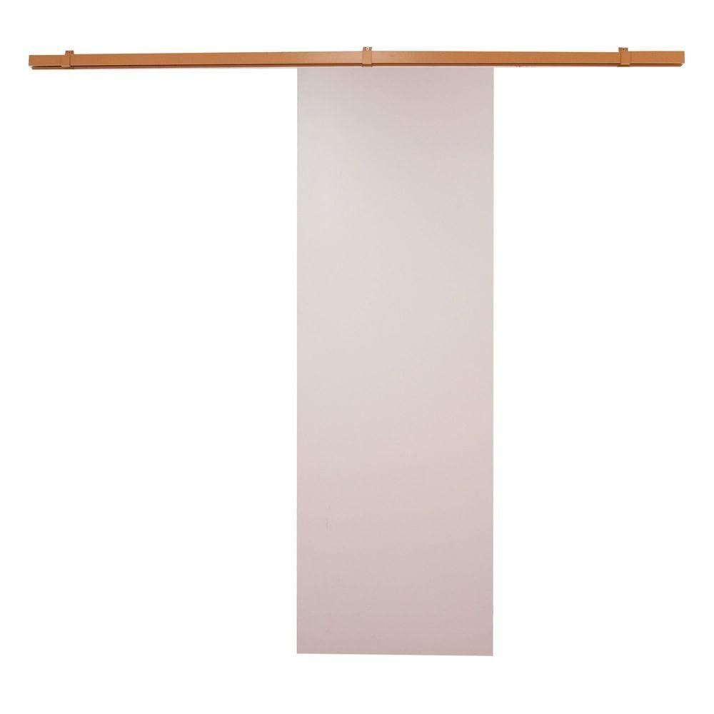 Porta De Correr Branco Prime Com Kit Alumínio Marrom - 210x90