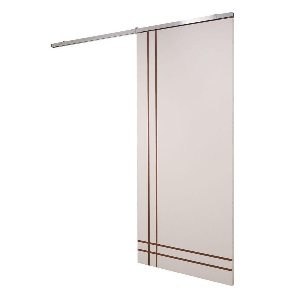 Porta De Correr Branco Prime Frisada Kit Alumínio F06 - 210x100