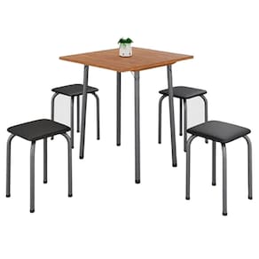 Mesa Dobrável Luana com 4 Banquetas Imop Cor Cinamomo Martelado Prata