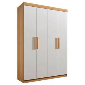 Guarda Roupa Colibri Solteiro 4 Portas 3 Gavetas D Doro Cor Cinamomo Off White