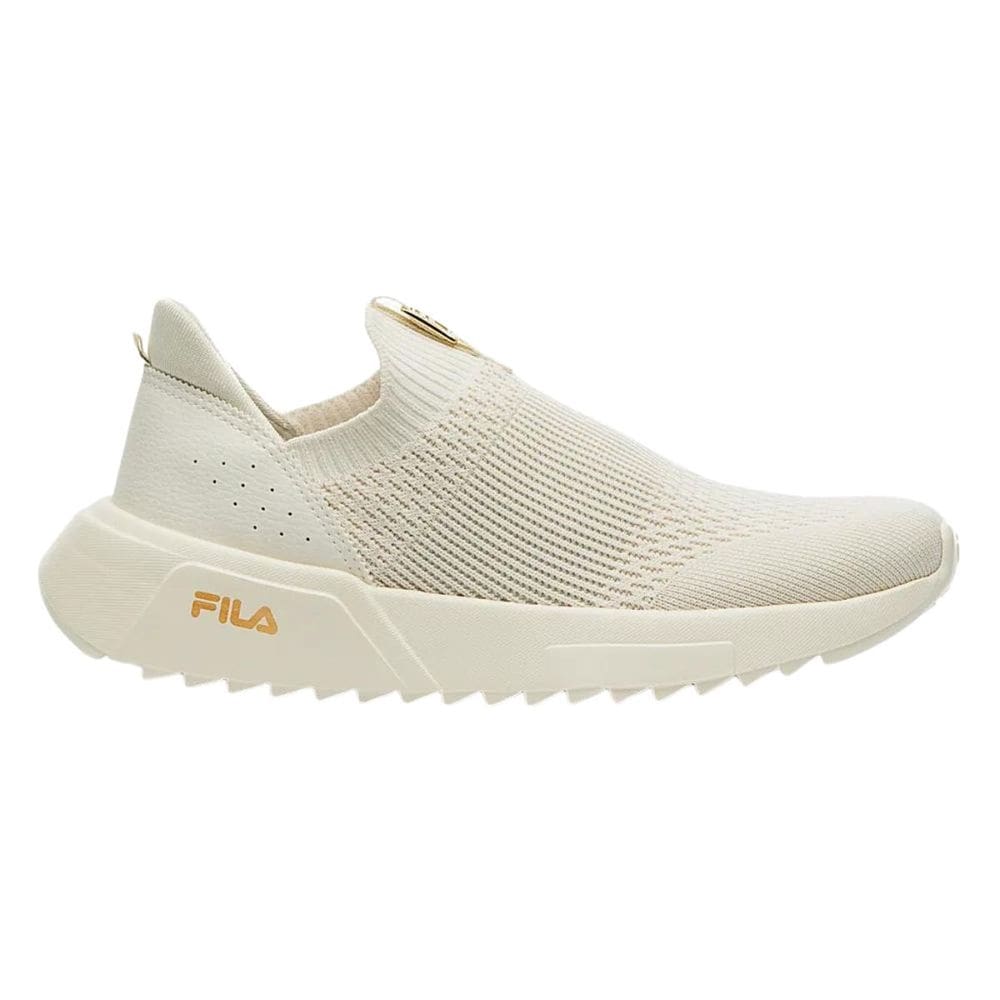 Tênis Fila Calzini Ii Feminino Slip-On Bege Dourado