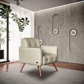 Poltrona Couro Legítimo Bia 80x67cm Tiza