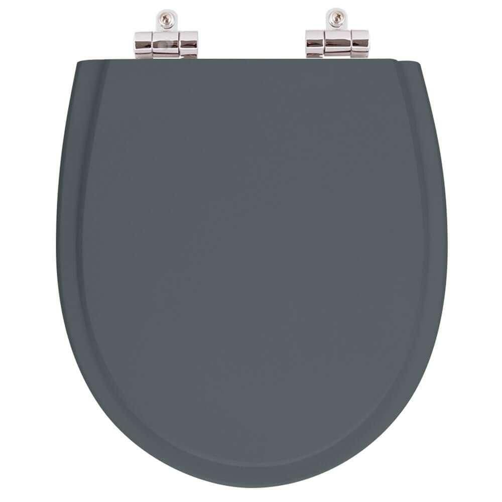 Assento Sanitário Poliester Soft Close Polo Cinza Plus para vaso Hervy