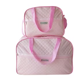 Kit 2 Mala Bebe Saida Maternidade Menina Bolsa Rosa Reforçada Alça Ombro Bolso Passeio Viagem Grande