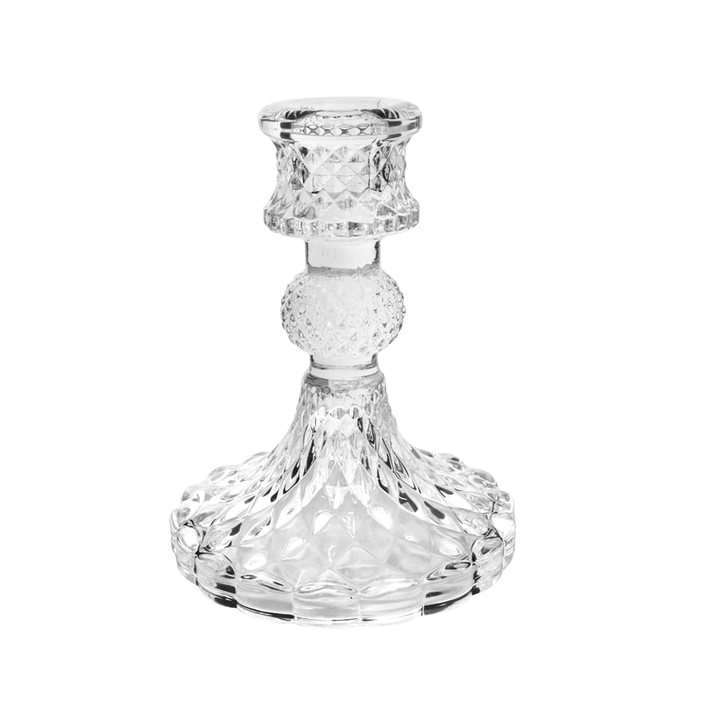 Castiçal De Vidro Em Alto Relevo 10,5Cm