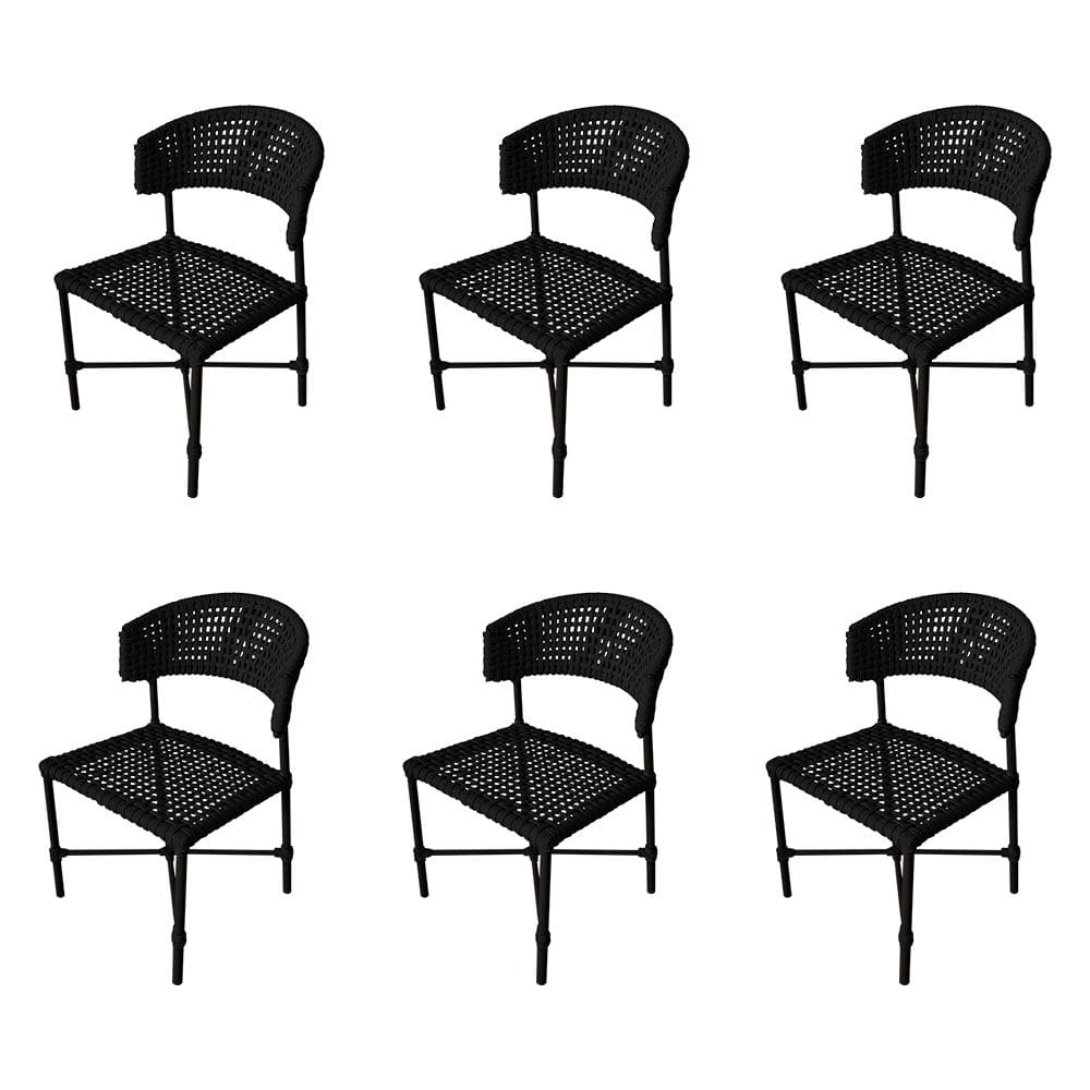 Kit 6 Cadeiras Hortz Corda Náutica Base em Alumínio Preto/preto