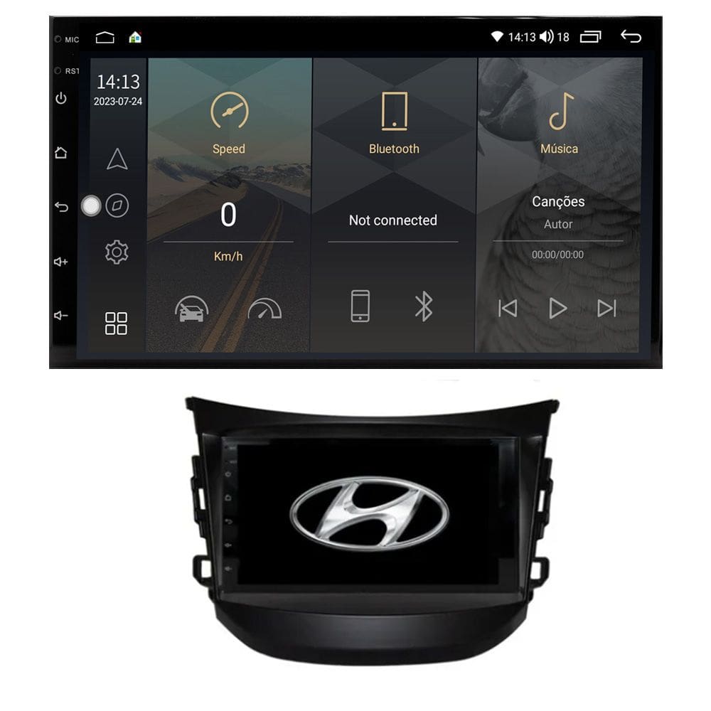 Central Multimídia HB20 2014 2015 2016 2017 2018 2019 Tela IPS de 7" Polegadas Quad Core 2GB Carplay e Android Auto GPS + Câmera de ré