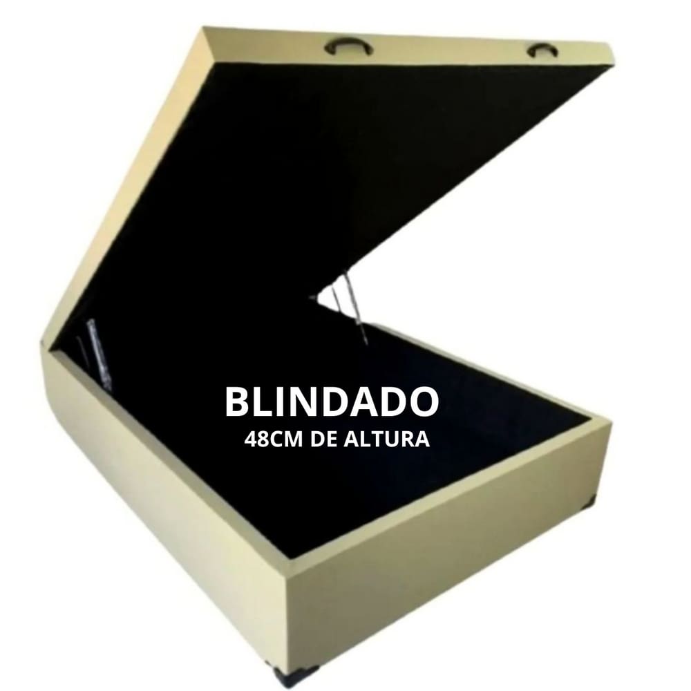 Cama Box Baú Casal Blindado com 48cm de altura total - Corino