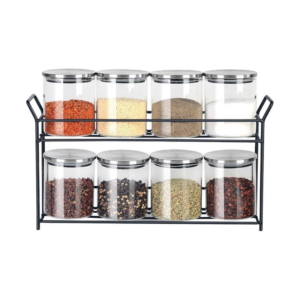 Jogo De Porta Condimentos Em Vidro Borossilicato Com 8 Potes 350ml Dynasty
