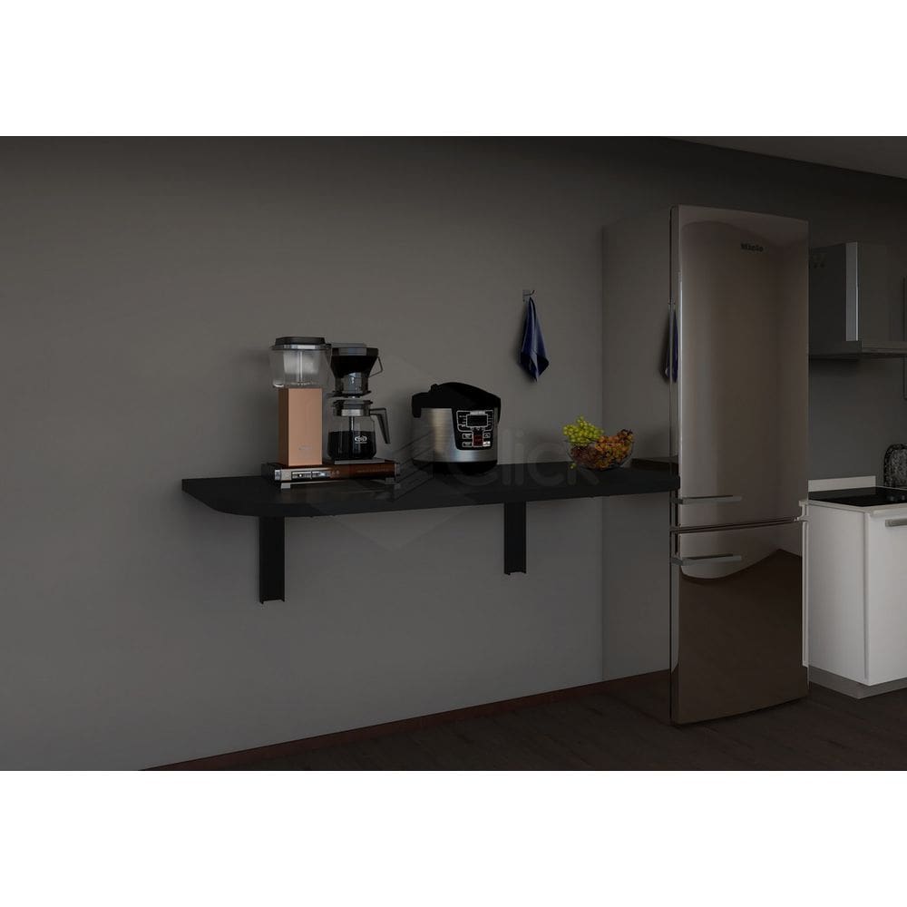 Mesa Retratil De Parede Com Trava Cor Preta Multiuso 90x40 Dobrável Para Sala, Cozinha e Lavanderia
