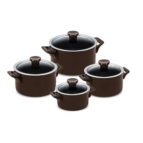 Jogo De Panelas Em Cerâmica Indução Clear Com 4 peças Ceraflame Chocolate
