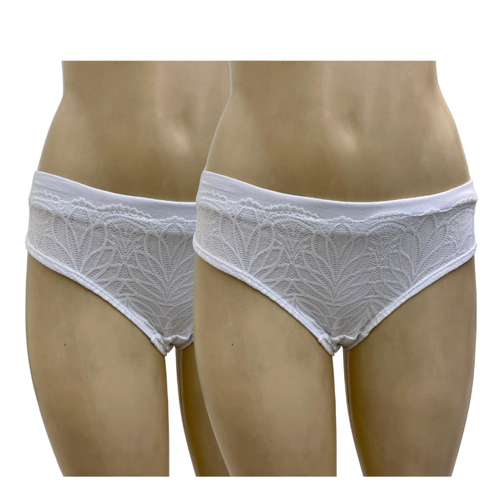 Kit 2 Calcinhas Femininas Algodão com Renda Confortável Lingerie Moda Intima