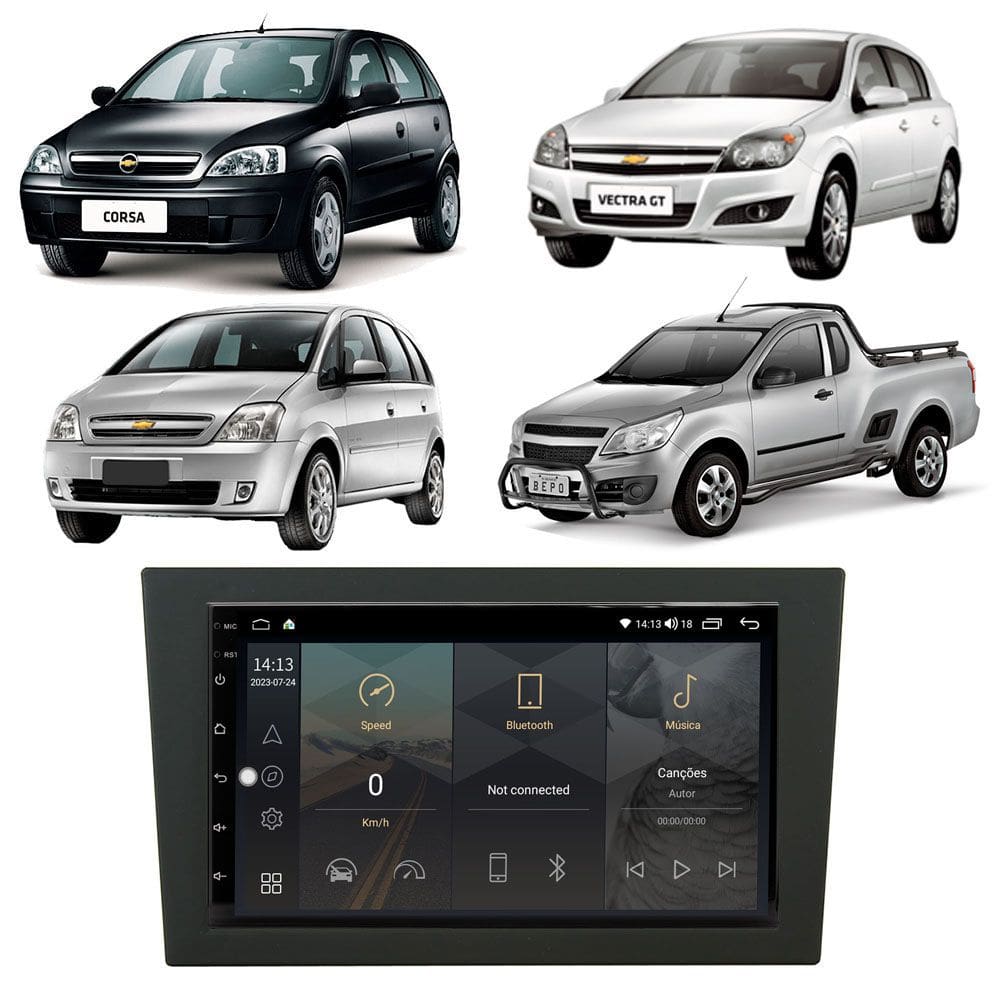 Central Multimídia Corsa Meriva Montana Vectra GT Tela IPS 7" Polegadas Quad Core 2GB Carplay e Android Auto GPS + Câmera de ré