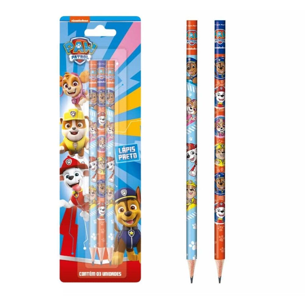 Lapis Preto Hb Patrulha Canina Cartela Com 3 Unidades - Tris