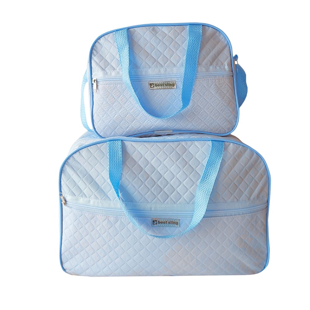 Kit 2 Mala Bebe Saida Maternidade Menino Azul Bebe Bolsa Reforçada Alça Ombro Passeio Viagem Grande