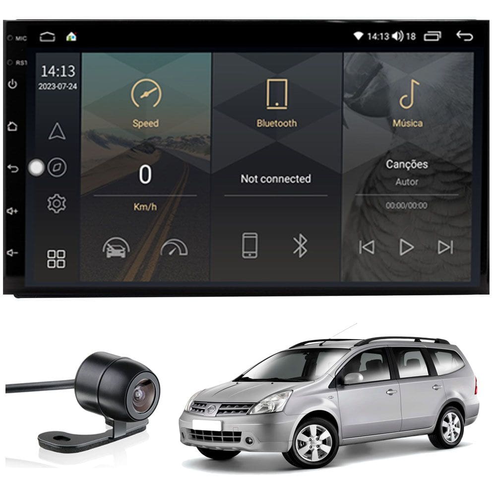 Central Multimídia Nissan Livina 2008 2009 2010 2011 2012 2013 Tela IPS de 7" Polegadas Quad Core 2GB Carplay e Android Auto GPS + Câmera de ré