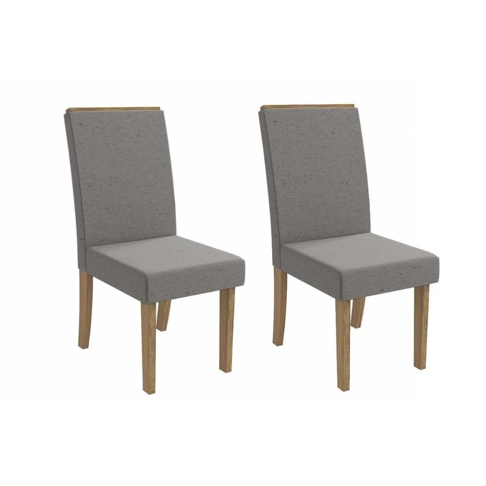 Cadeira Sala de Jantar 2CAD142NG Kit 2 Un Nogueira/Linho Cinza A056 - Kappesberg