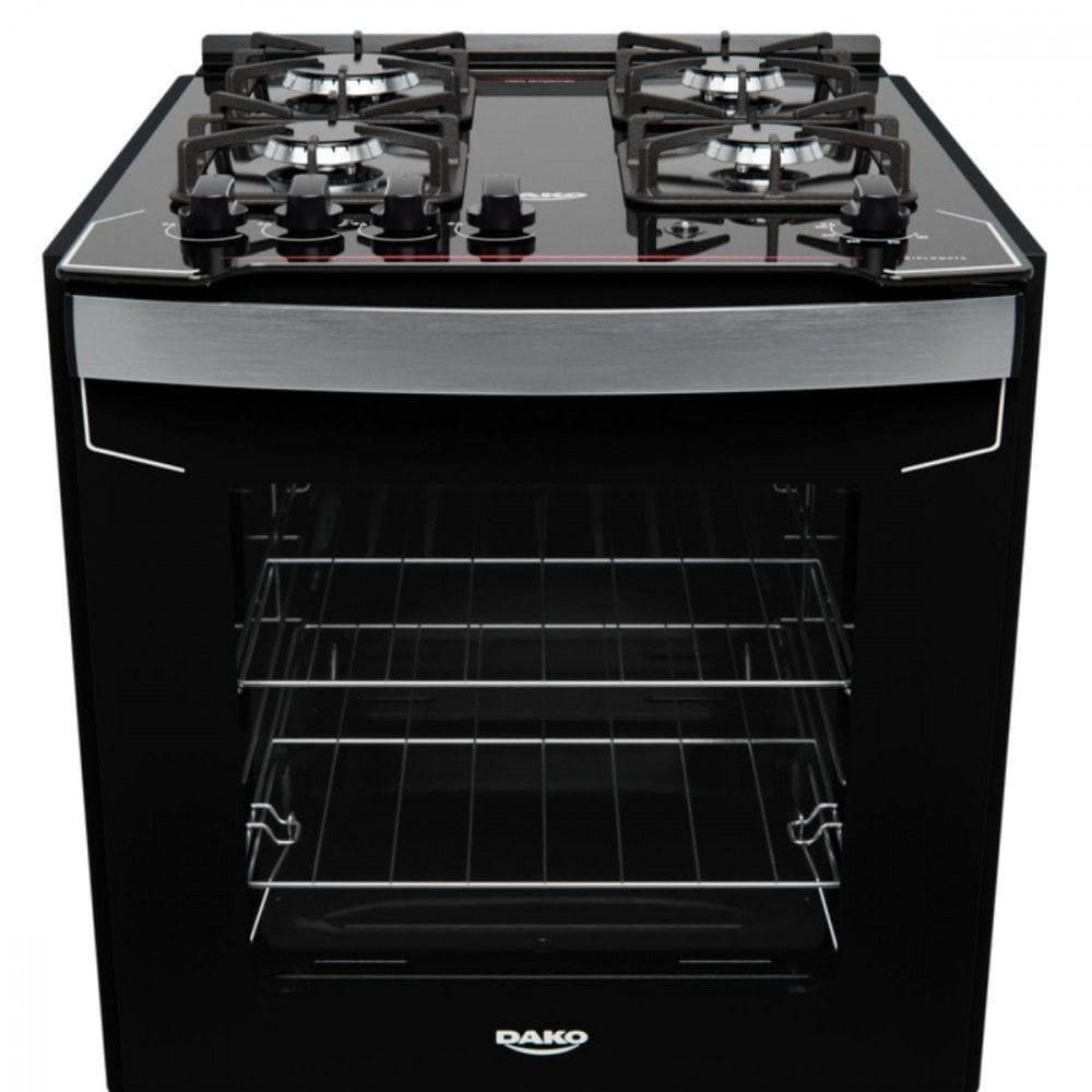 Fogão De Embutir 4 Bocas Dako Diplomata Com Mesa De Vidro Preto Bivolt