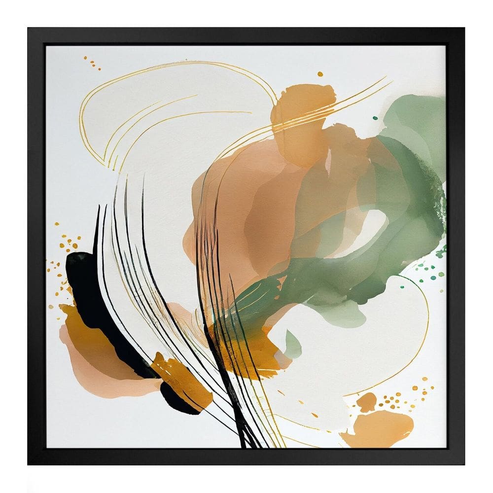 Quadro 50cm X 50cm Tinta Colorida Riscada Abstrata Tropical Artes Preto
