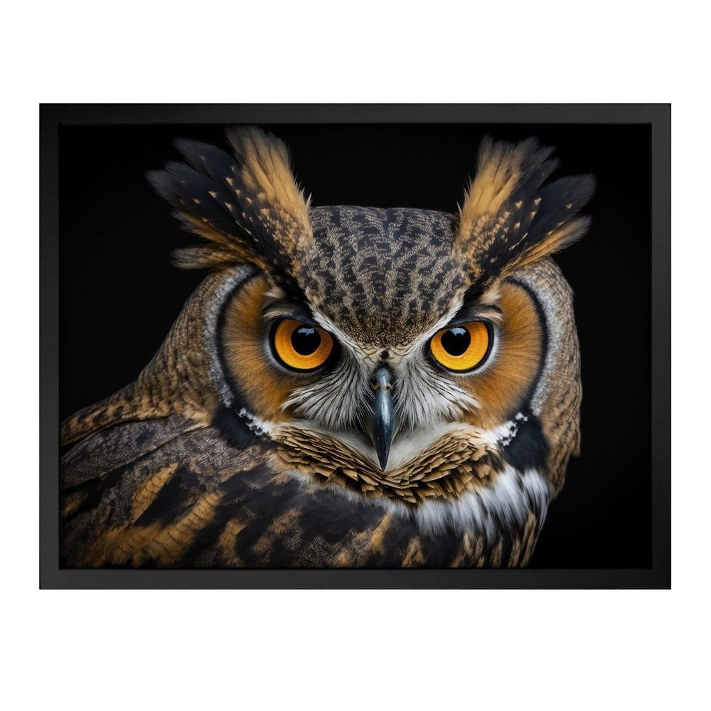 Quadro 60cm X 80cm Animal Coruja Tropical Artes Preto