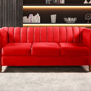 Sofá Chesterfield Realeza 3 Lugares Decoração Retrô Vermelho