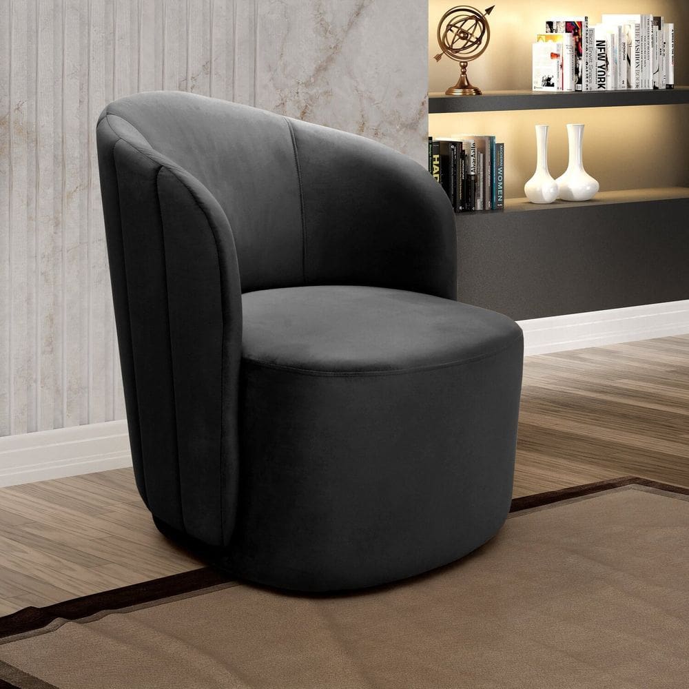 Poltrona Concha Stela Decoração Moderna Sala, Recepção, Escritório Preto
