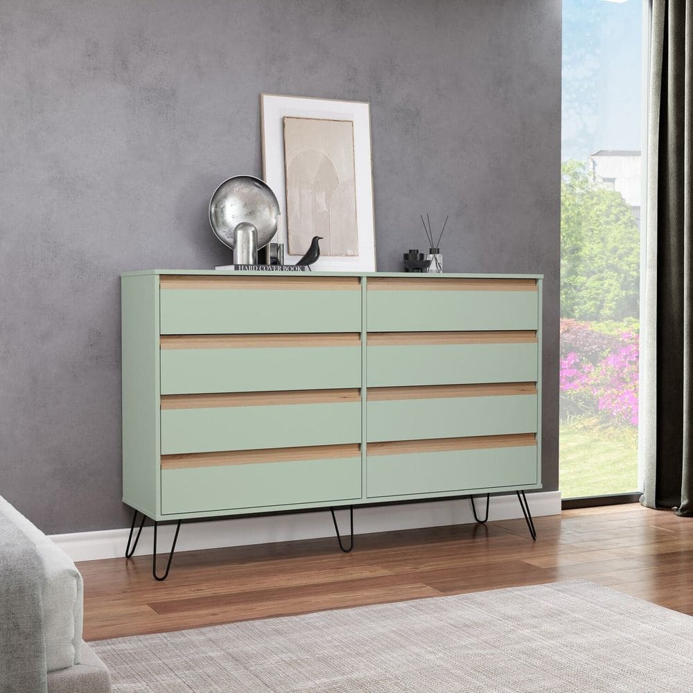 Cômoda 08 Gavetas Quarto Linha Paris Verde Mar