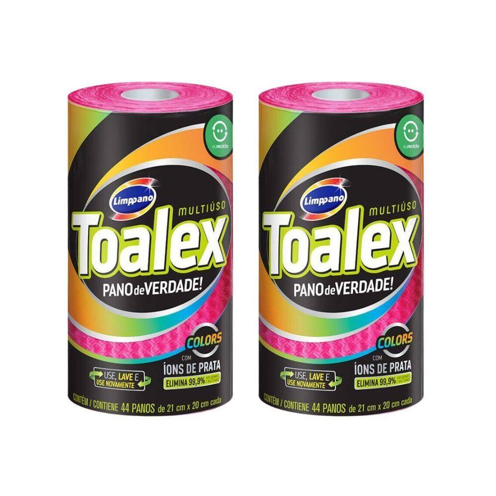 Pano Multiuso Toalex Reutilizavel Rosa Com 44Un-Kit Com 2Un