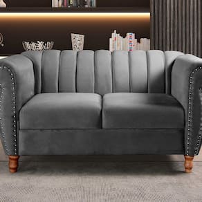 Namoradeira Realeza Sofá Chesterfield Decoração Sala Recepção Estilo Retrô Cinza