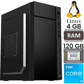 Computador Core i3-2120, Memória RAM 4GB, SSD 120GB, Gt-H61 Com Slot M2, Rede Gigabit, MT34BK, Linux, MousePad