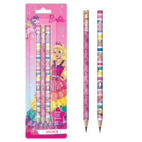 Lapis Escolar Preto Hb Barbie Cartela Com 3 Unidades - Tris