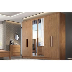 Guarda Roupa Casal 6 Portas e 6 Gavetas c/ Espelho Rizon/Linea Cumaru - Novo Horizonte