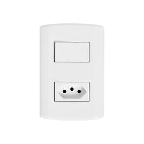 Interruptor de 1 Tecla Simples e Tomada 2p+t 20A , Modular, com Placa 4x2 e Suporte Branco