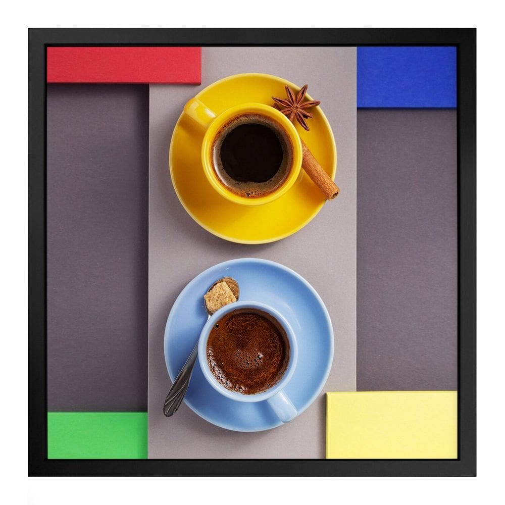 Quadro 50cm X 50cm Dois Cafés Expressos Tropical Artes Preto
