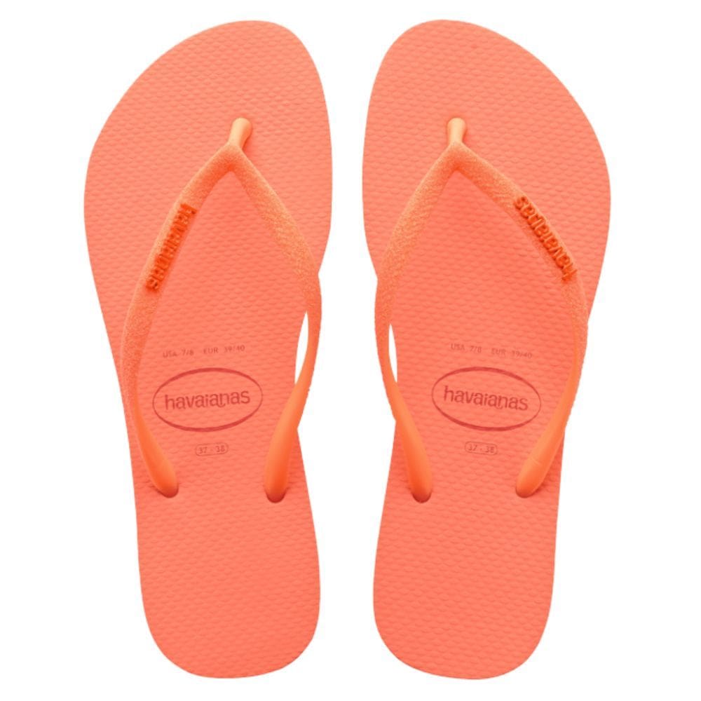Chinelo Havaianas Slim Glitter Neon Laranja