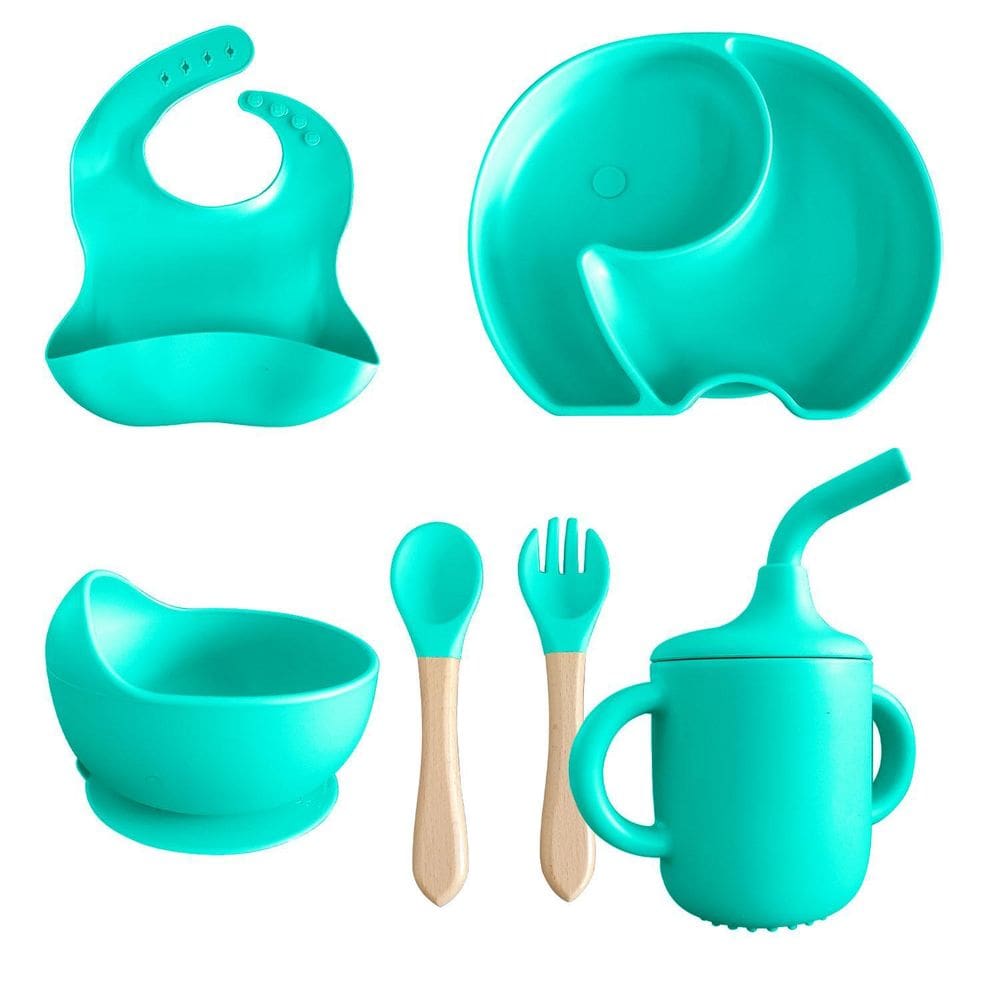 Conjunto Introdução Alimentar Bebê Silicone 6 Peças Prato